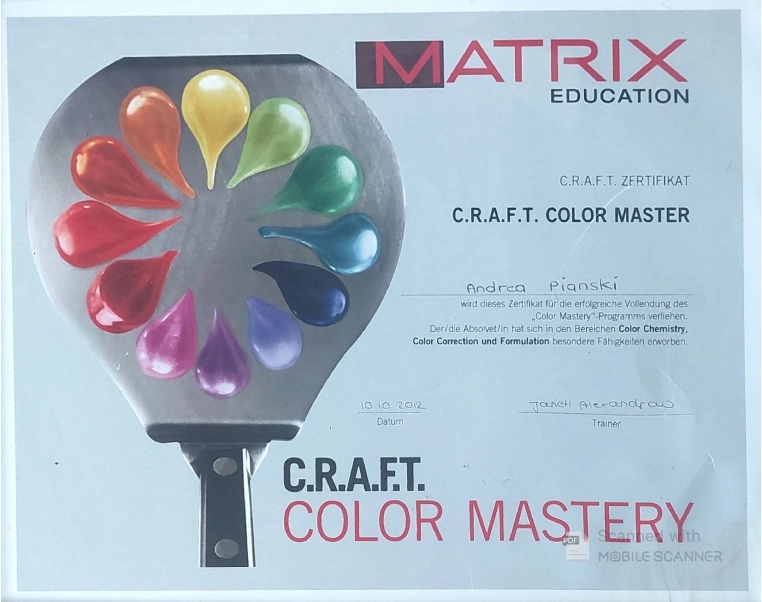 Andrea Pianski-Salon Freestyle UG - Zertifikat